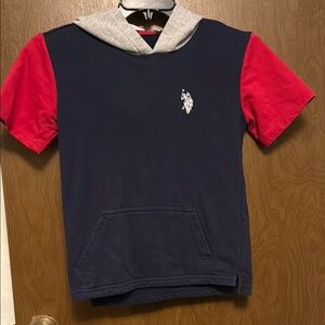 Kids Navy and Red Hooded Shirt size L (10-12)